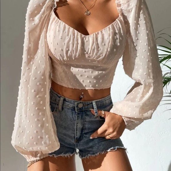 Bishop sleeve pink crop top - Picture 2 of 5